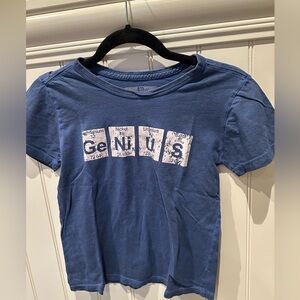 Boys Size Medium Blue &White GENIUS Short Sleeve Tee Shirt